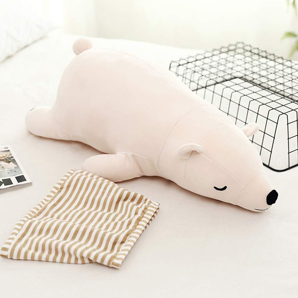 White 14-inch Stuffed Polar Bear Sleepy Plush Toy for Kids Adults