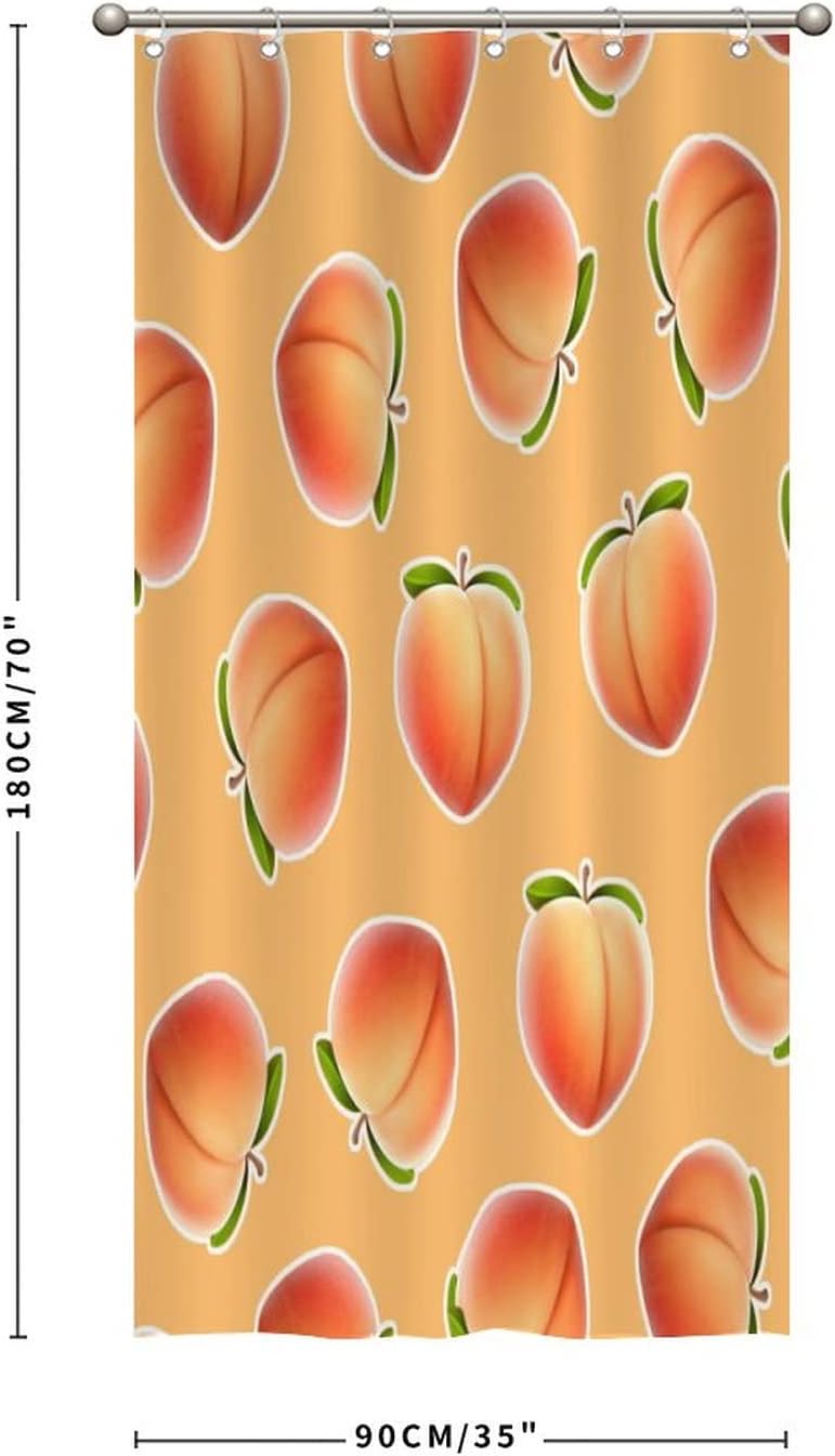 Cute Washable Peach Shower Curtain