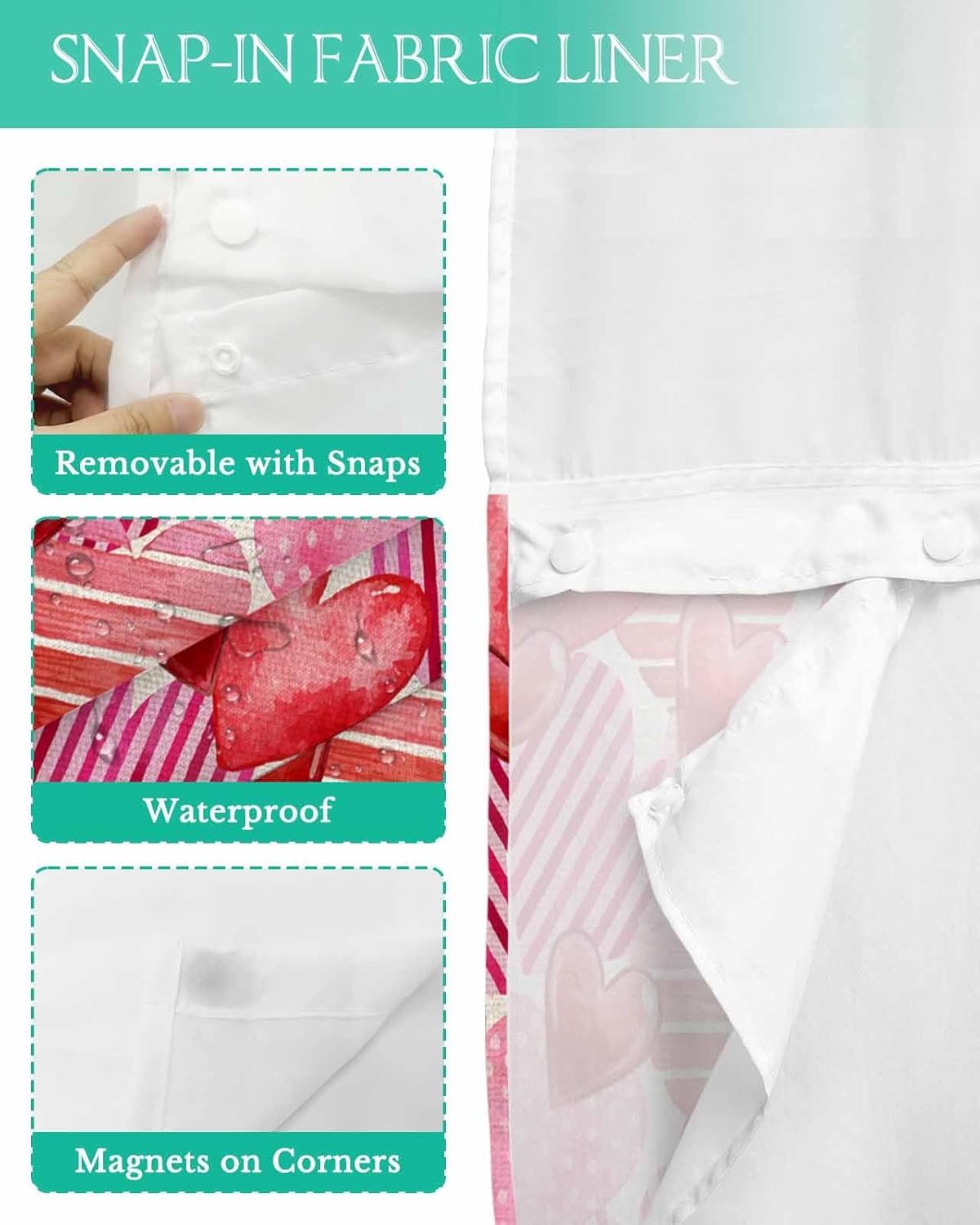 Waterproof See-Through No-Hook Shower Curtain Set