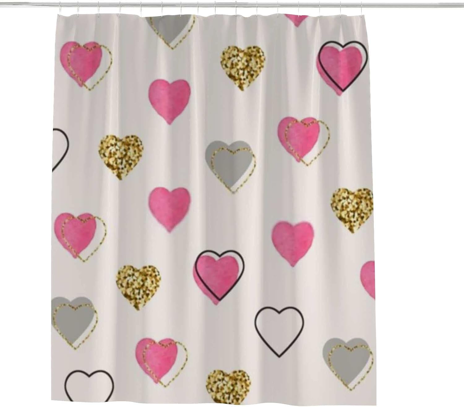 Bathroom shower curtain with 12 hooks waterproof machine washable