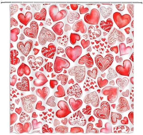 Elegant Red Love Heart Shower Curtain