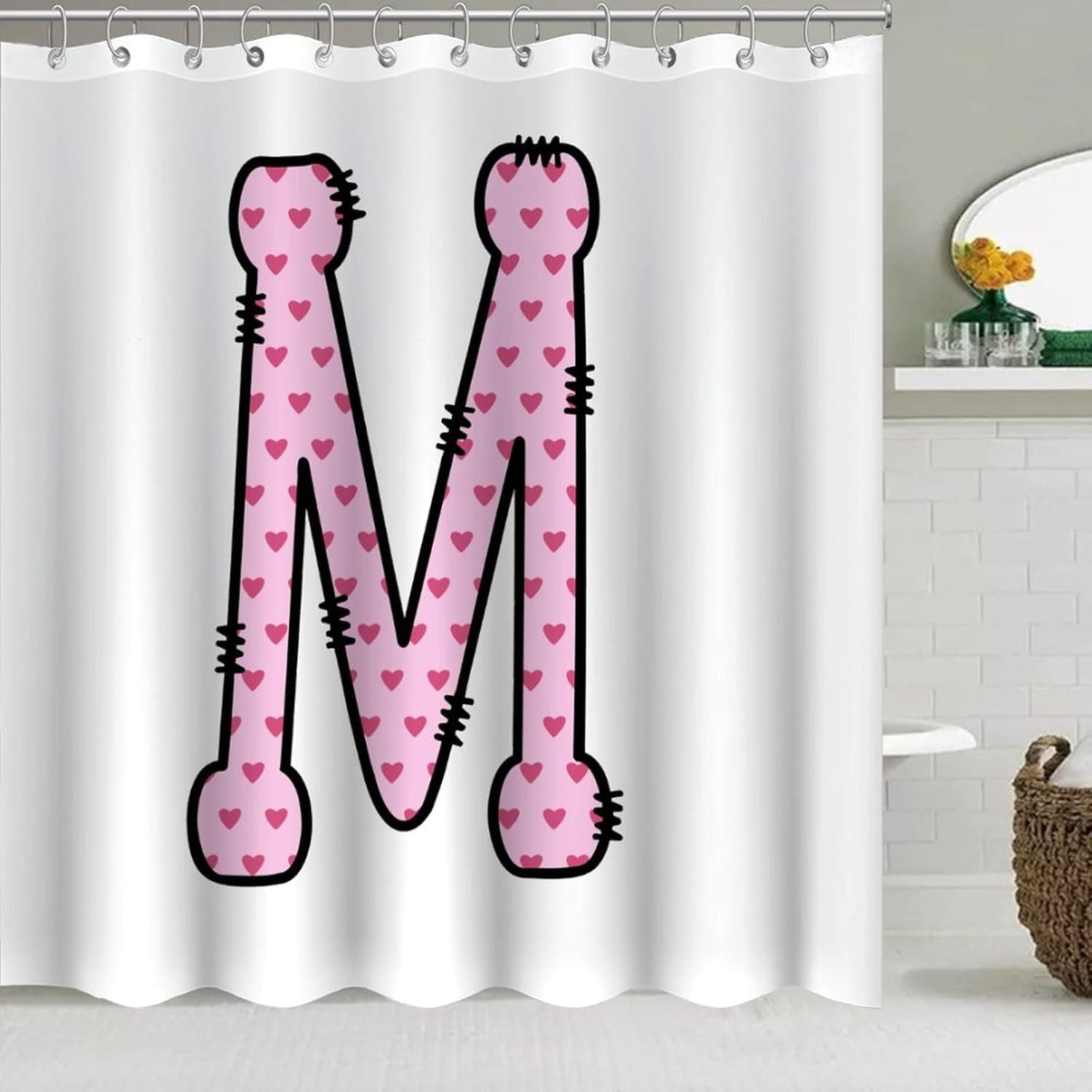 VEHFA Cute Pink Love Heart M Shower Curtain
