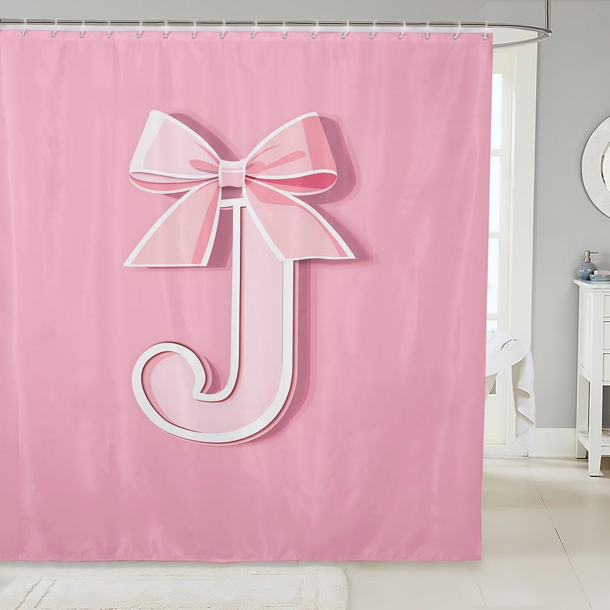 GIRL-FRIENDLY PINKBowknot SHOWER CURTAINPersonalized shower curtain - 72x72 inches waterproof unique design