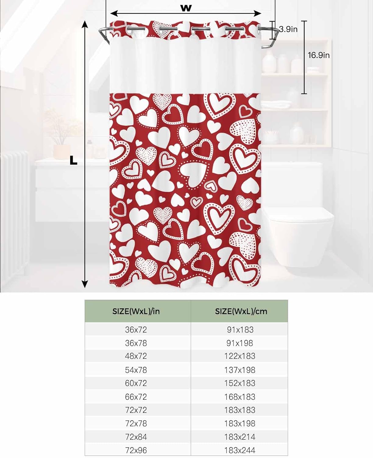 Love Valentines Shower Curtain Set