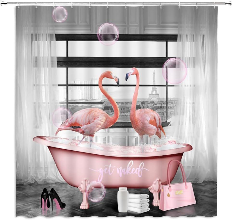 Relax in Style with Pink Flamingo Shower Curtain Set