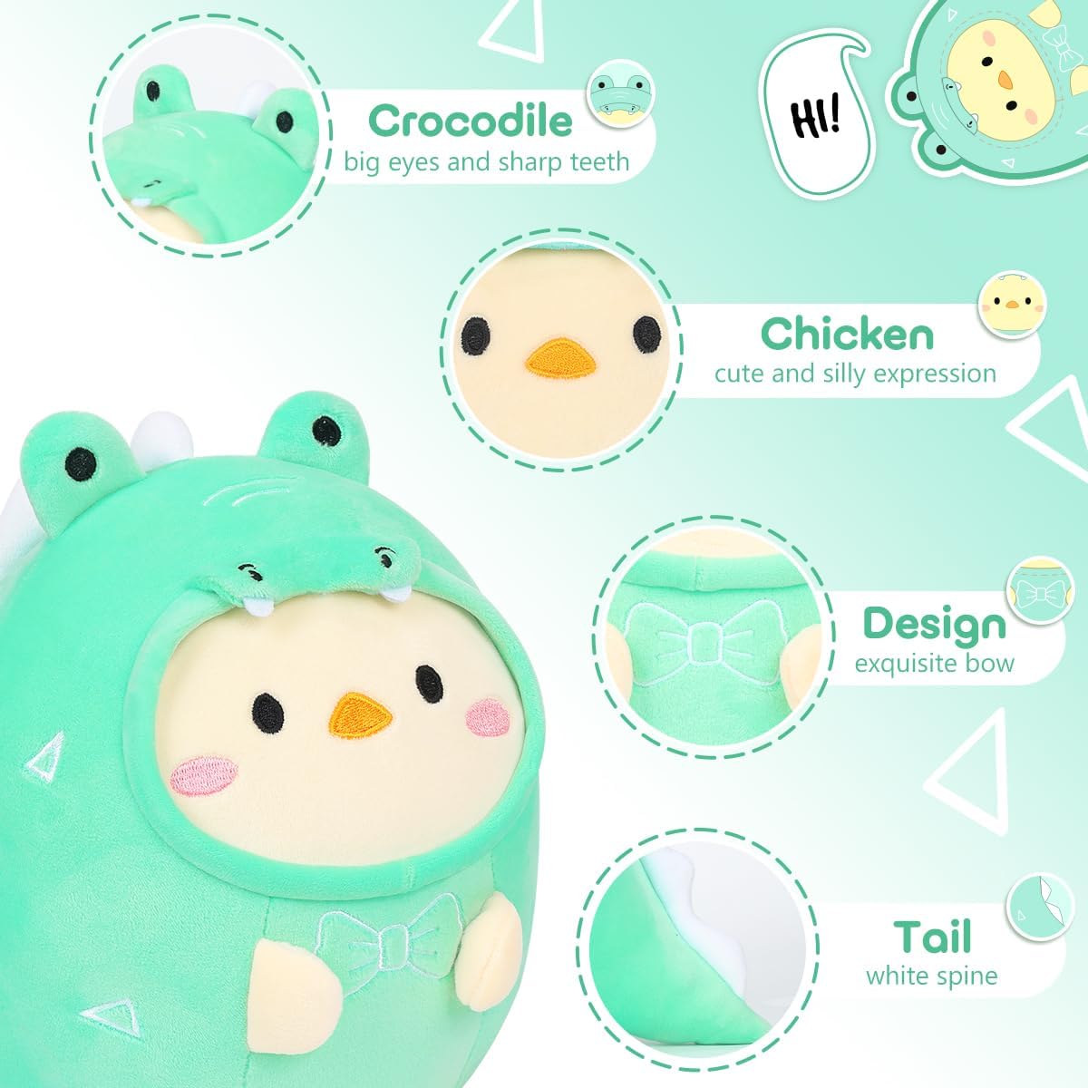 Cute Plush Crocodile Chicken Pillow Stuffed Animal