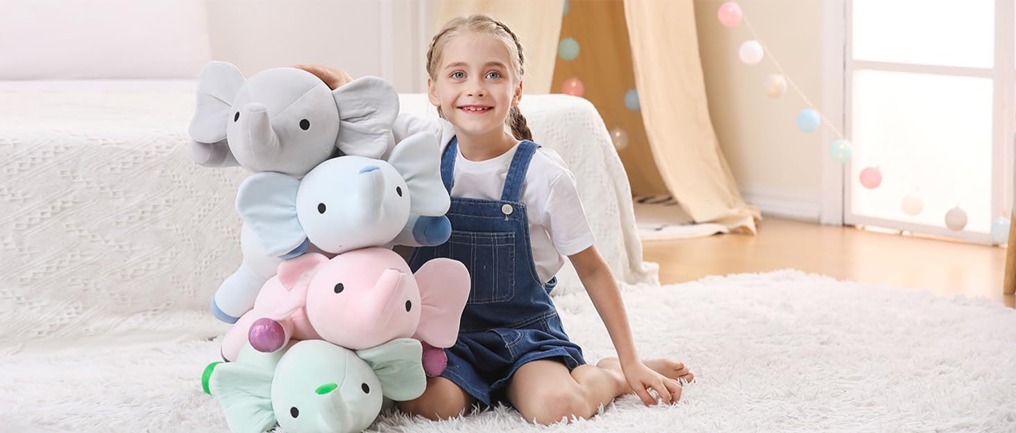 Elephant Weighted Plush Pillow