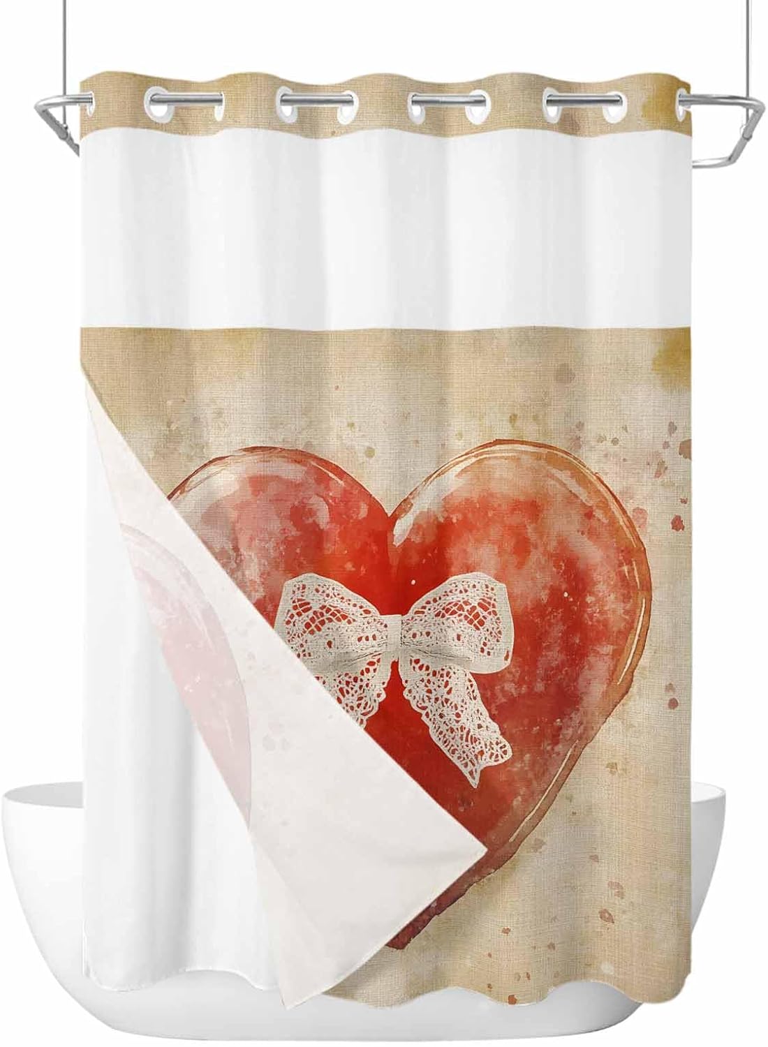 No-Hook Waterproof Shower Curtain Set