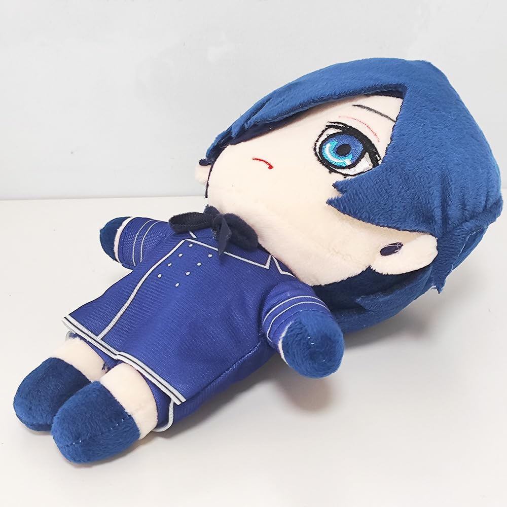 Cute Boy with Blue Hair and Black Eye Patch Stuffed Plush Toy Pillow