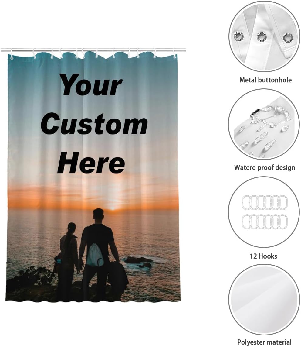 Custom Bath Experience Personalized Shower Curtain Set Durable Waterproof