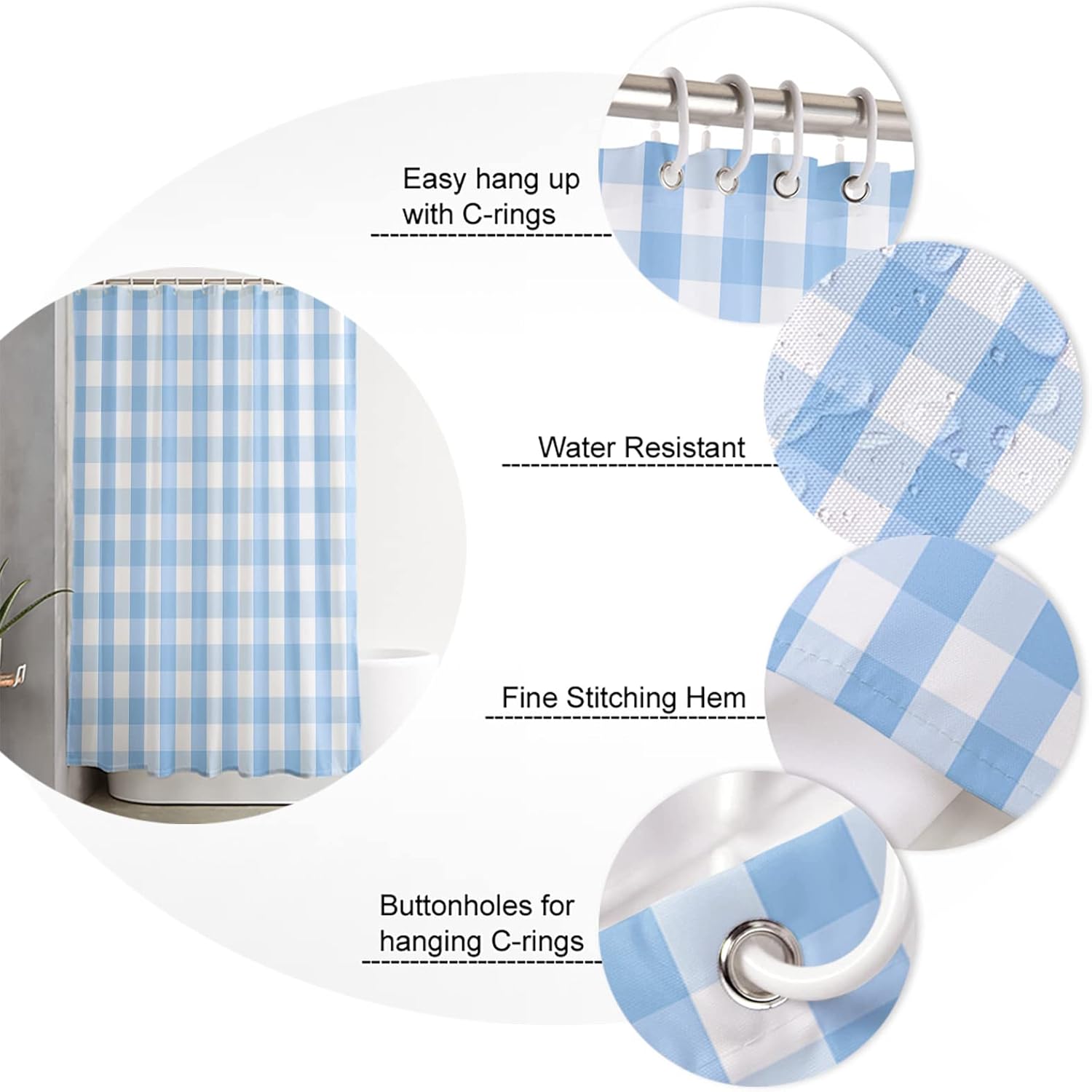 Spring Fresh Savannan Easter Plaid Shower Curtain 36x72