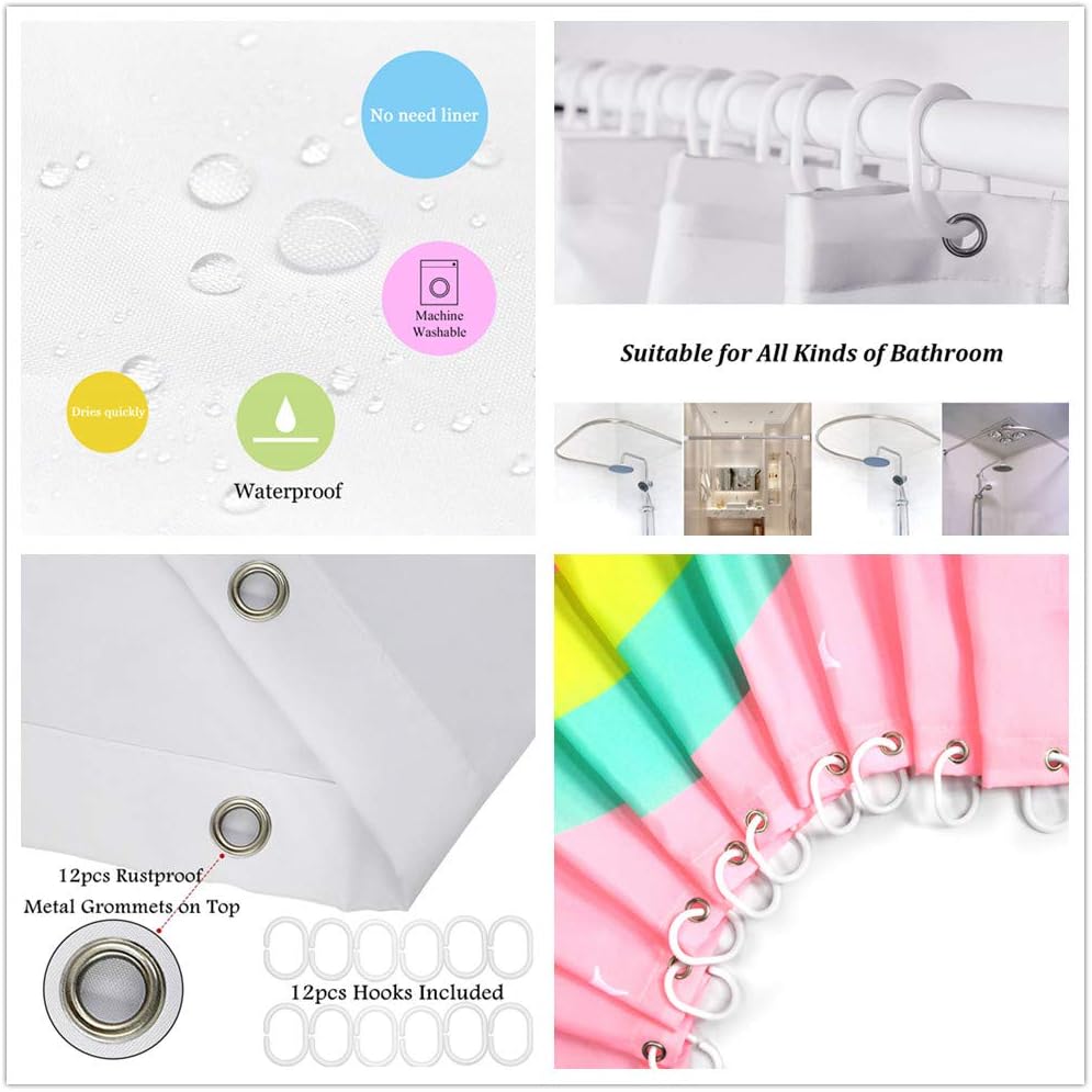 LB Romantic Hearts Shower Curtain Set 72x72 Waterproof