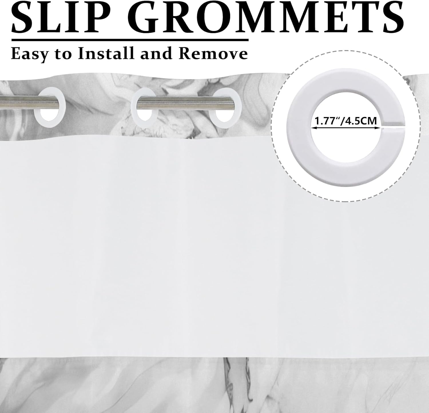 No Hook Marble Shower Curtain