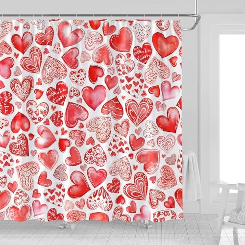 Elegant Red Love Heart Shower Curtain