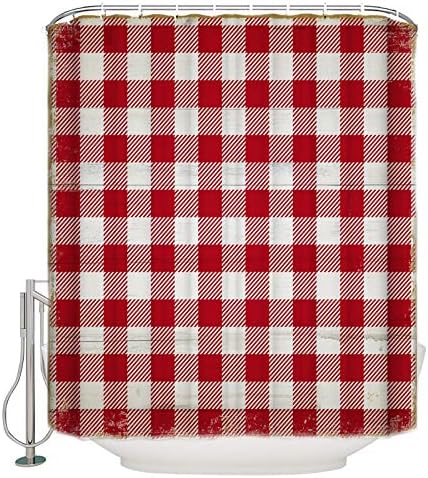 Charming Christmas Shower Curtain with Retro Buffalo Check Design