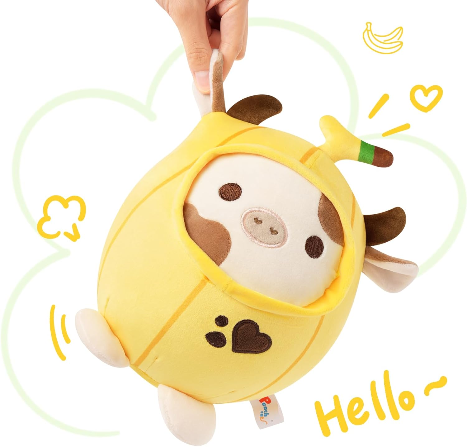PEACH CAT Banana Cow Plush Pillow for Kids