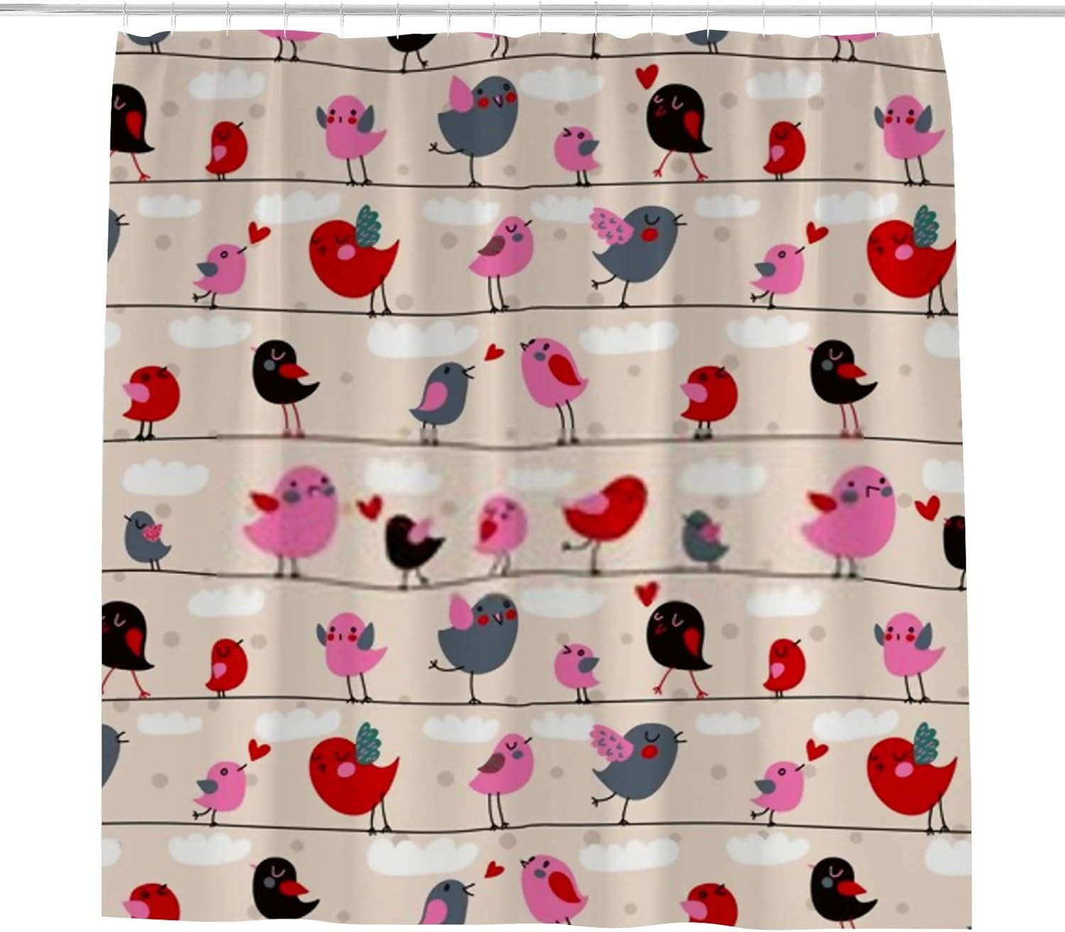 ZHIMI Cute Bird Shower Curtain Waterproof Washable 60x72in