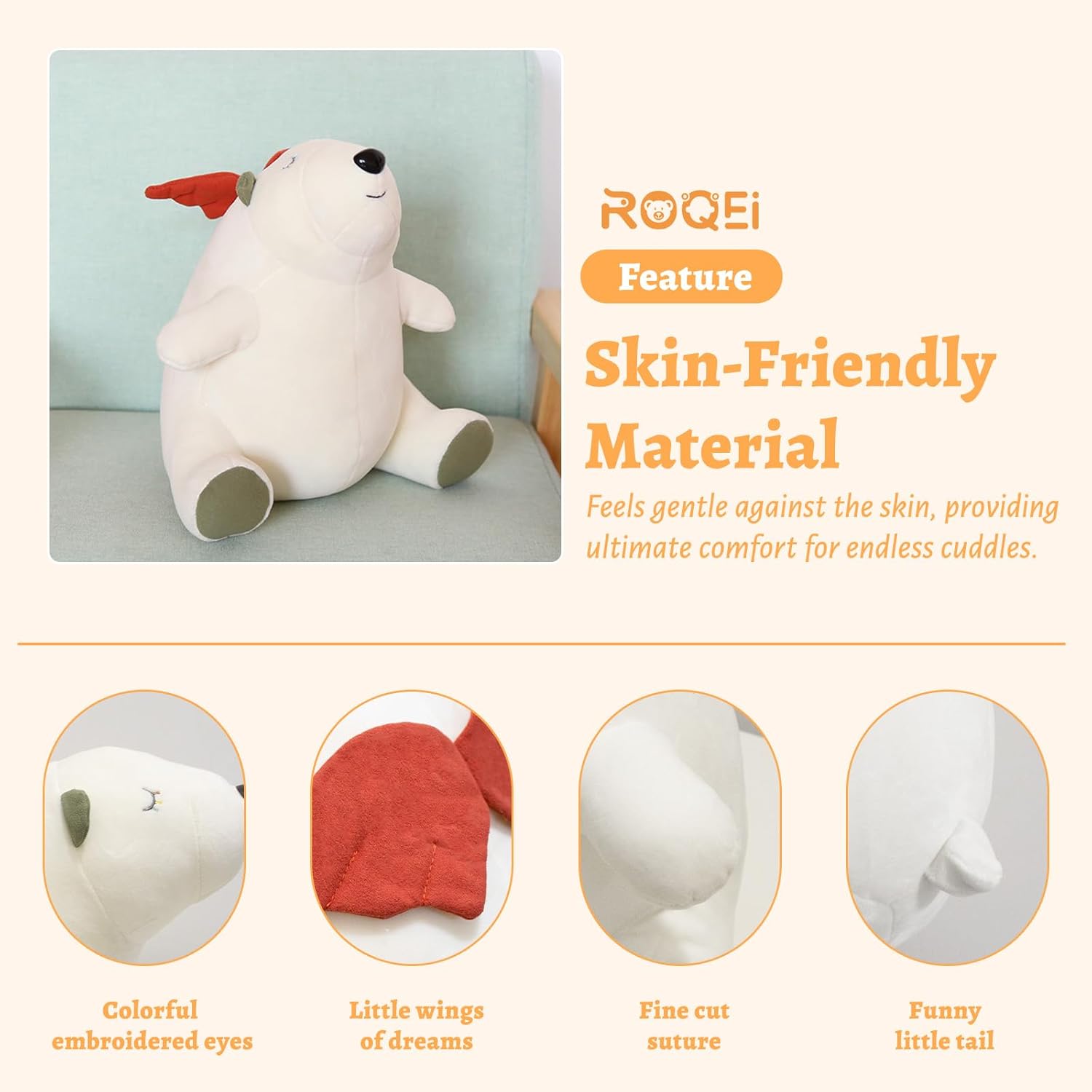 Roqei Polar Bear Plush Pillow