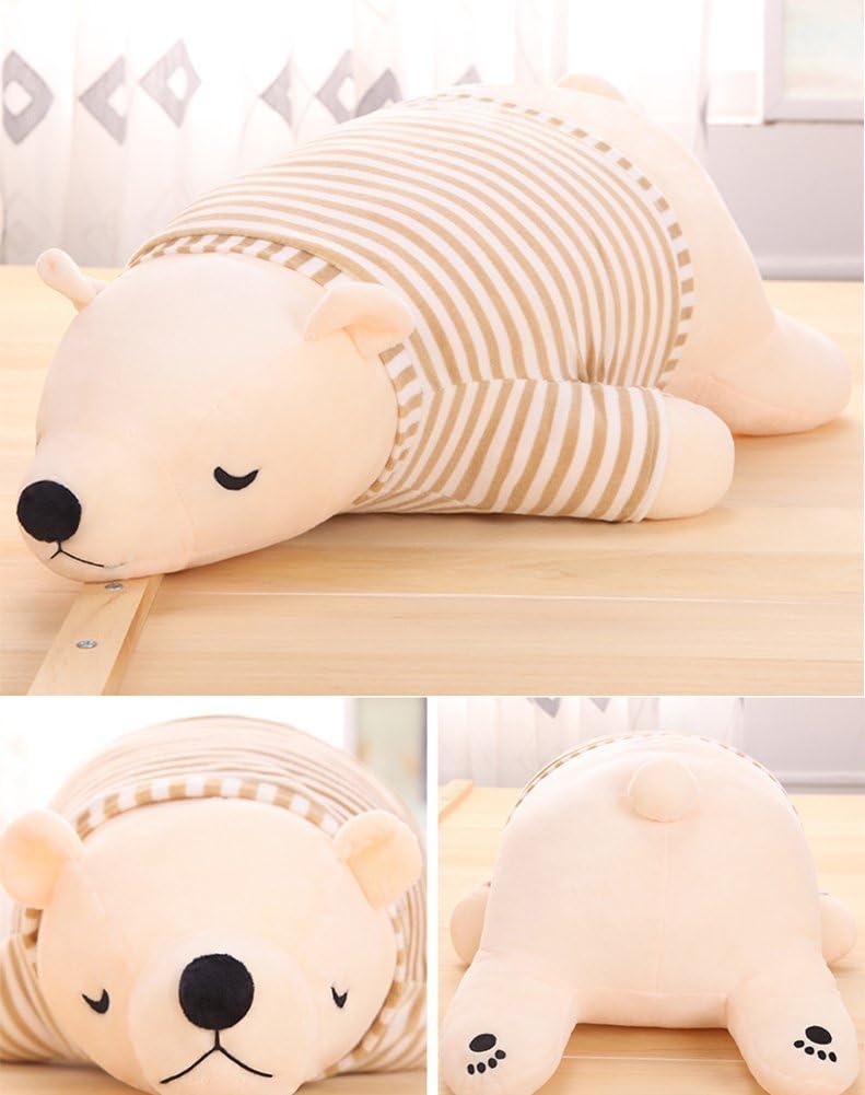 White 14-inch Stuffed Polar Bear Sleepy Plush Toy for Kids Adults