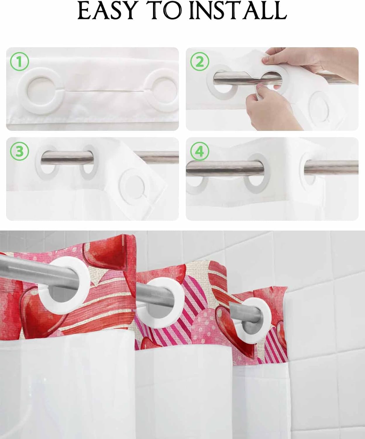 Waterproof See-Through No-Hook Shower Curtain Set