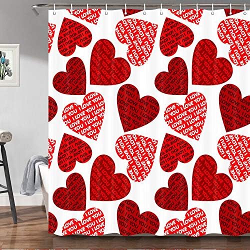 Elegant Valentines Day Red Heart Shower Curtain
