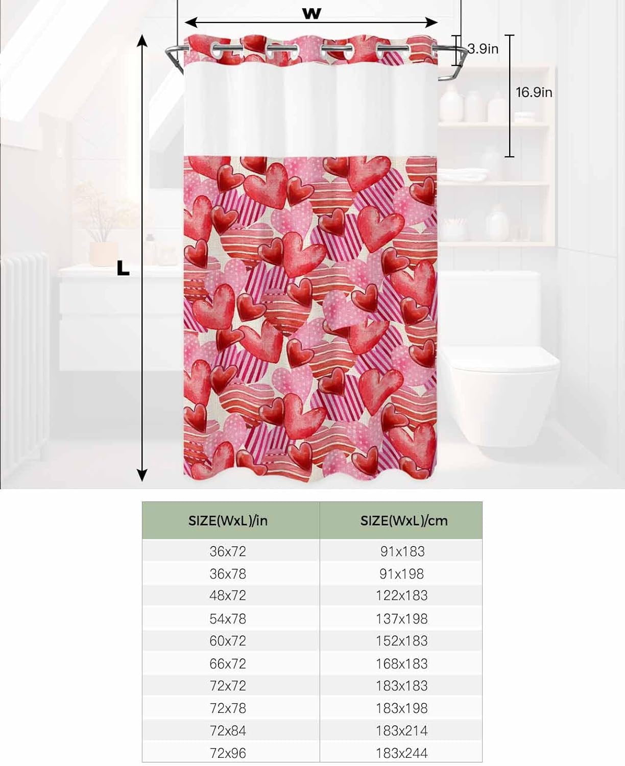 Waterproof See-Through No-Hook Shower Curtain Set