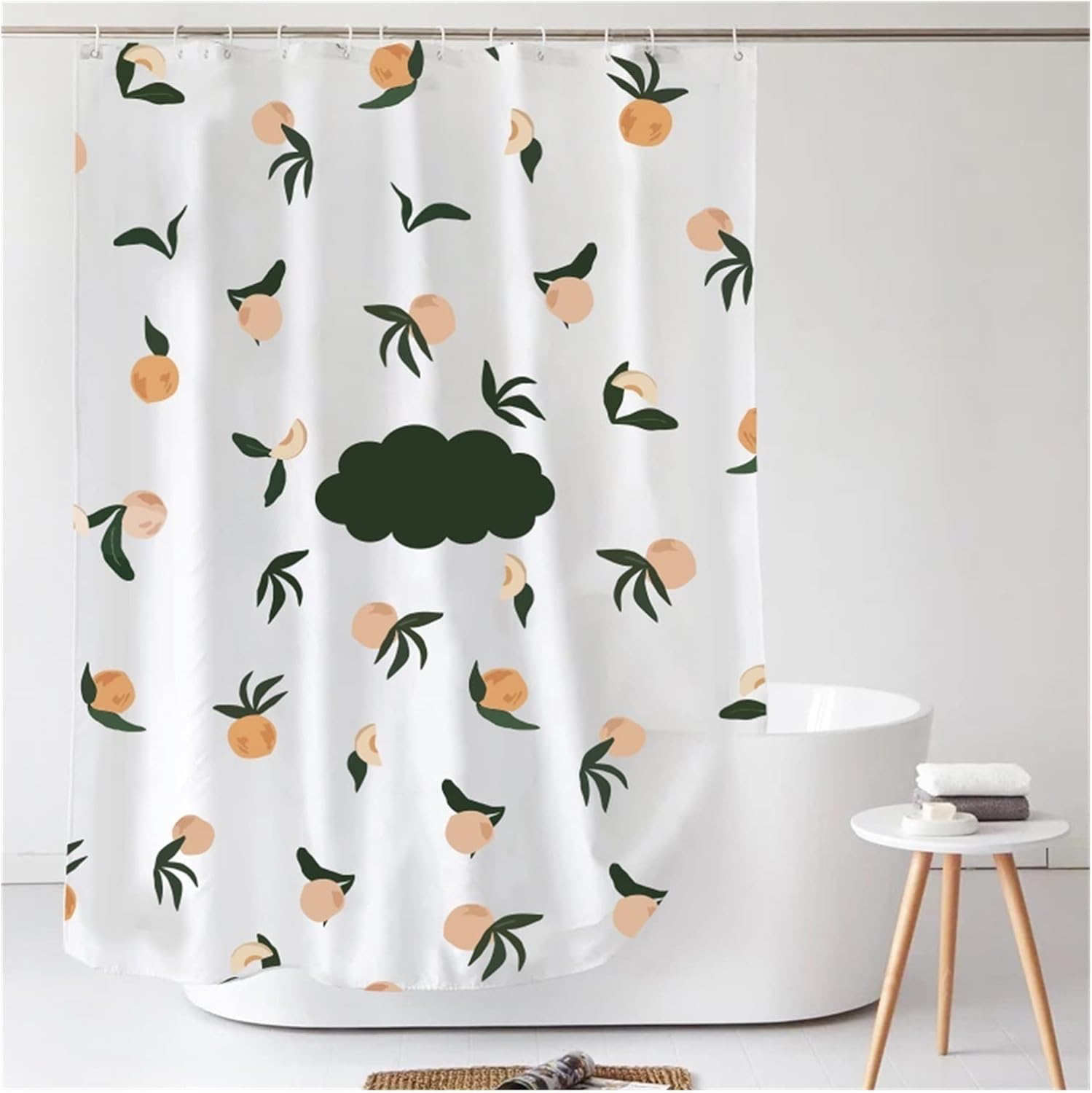 BNNP Shower Liner Set with Hooks Peach Pattern
