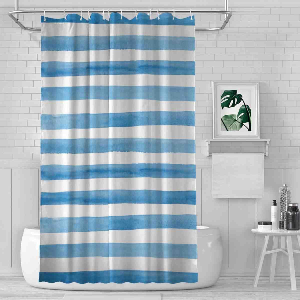 Clarifying Blue-White Stripes Marine Theme - 72x72 inch waterproof shower curtain set