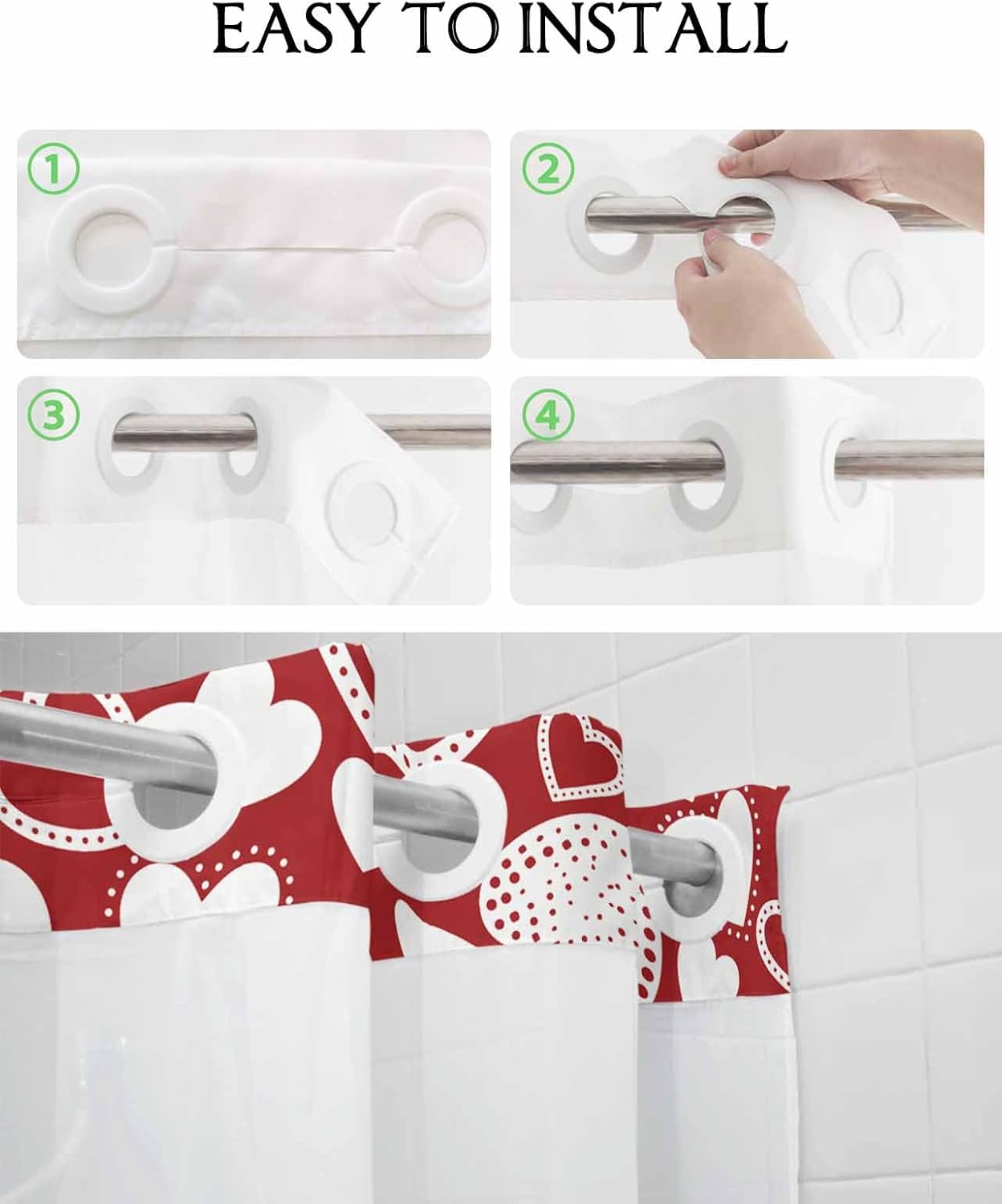 Love Valentines Shower Curtain Set