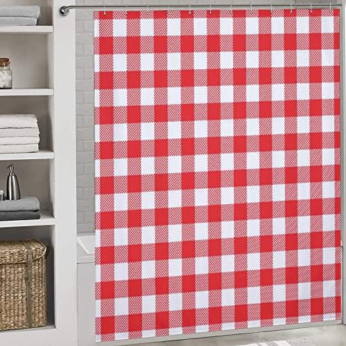 Buffalo Plaid Design Print Shower Curtain 12 Hooks Included
