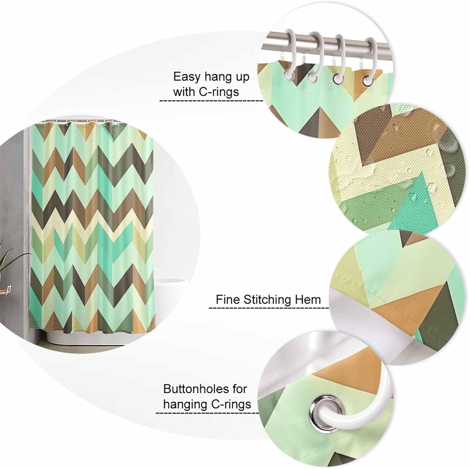 Ripple Stripes Washable Shower Curtain in 36x72