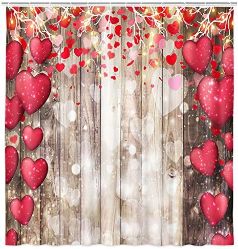 NYMB Valentine Rustic Heart Bashroom Shower Curtain