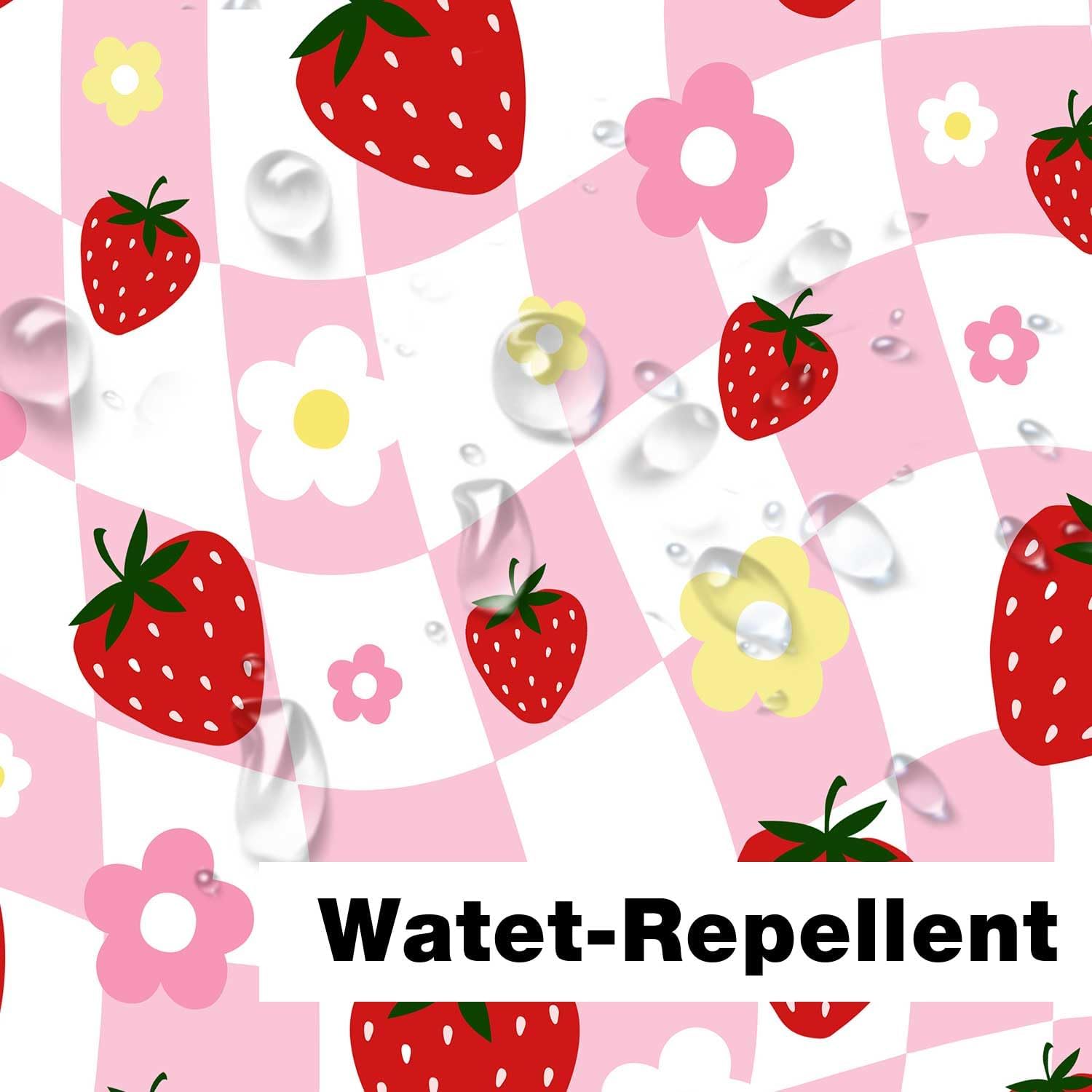 Strawberry Shower Curtain Retro Girly Design for Bathroom Decor