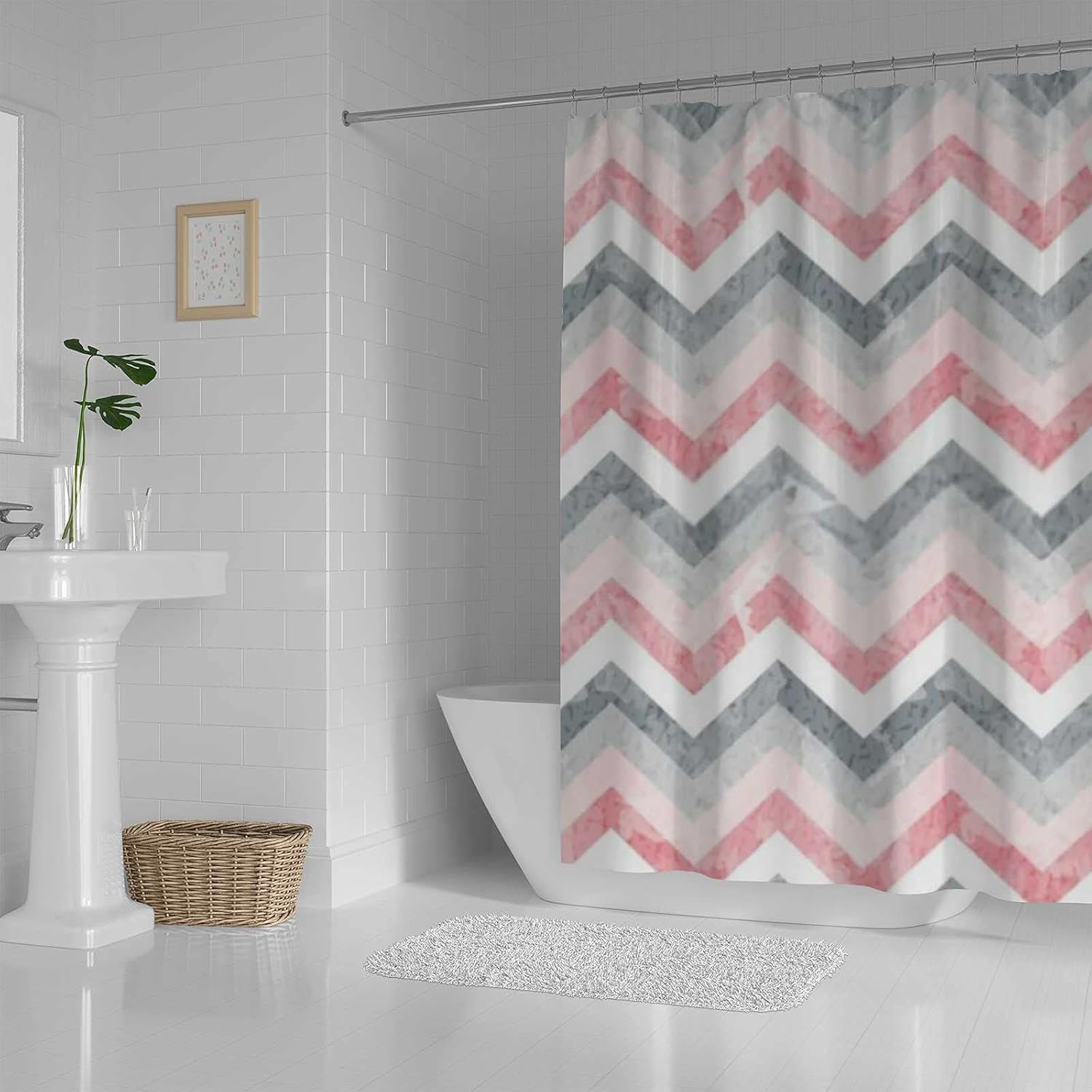 Hapuxt Zigzag Waterproof Bath Curtains