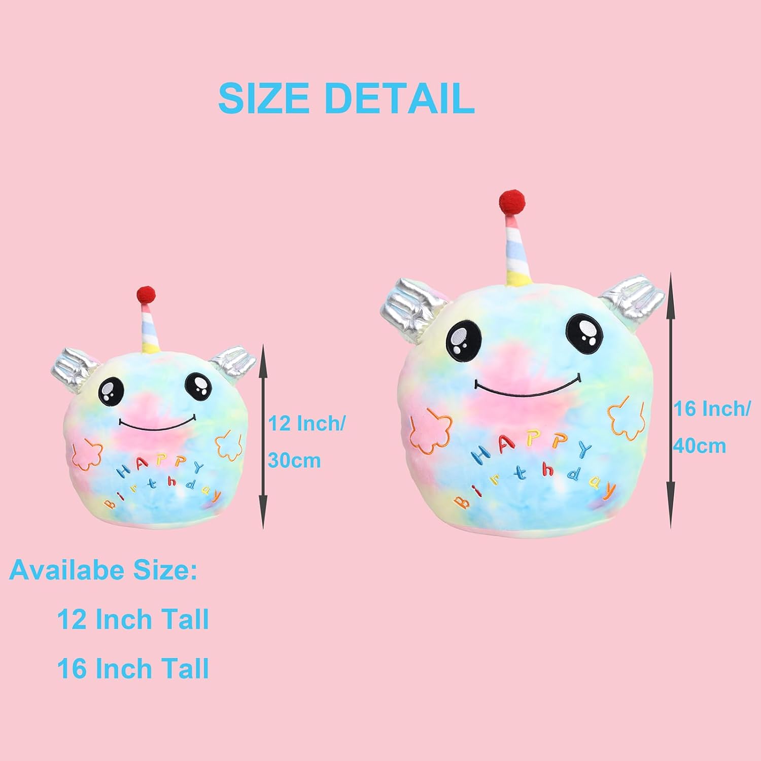 16-inch Plush Rainbow Axolotl Stuffed Animal Pillow for Kids and Adults