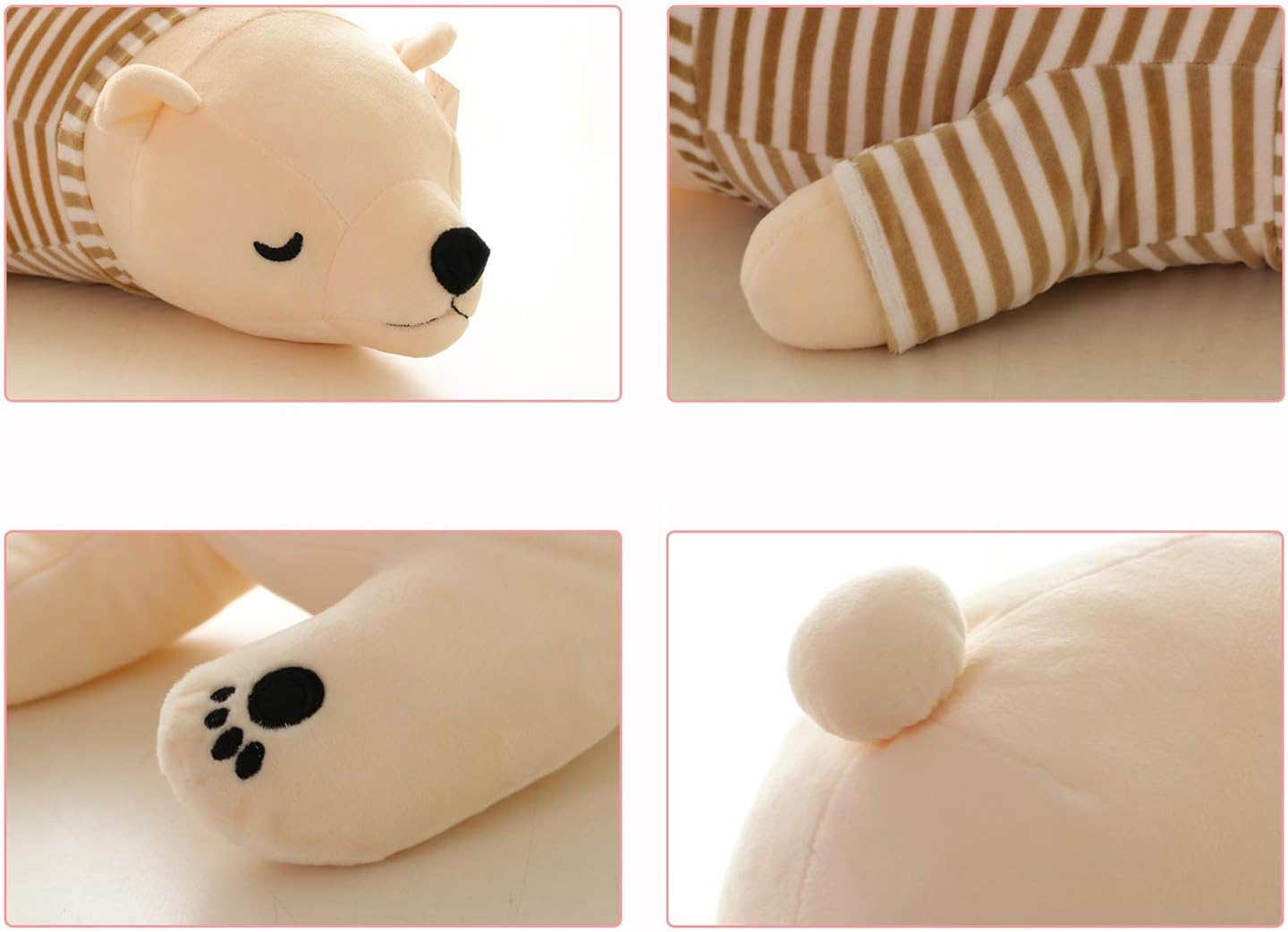 White 14-inch Stuffed Polar Bear Sleepy Plush Toy for Kids Adults