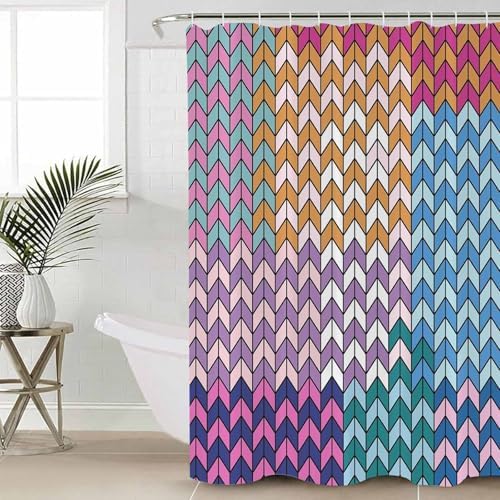 Moroccan geometric shower curtain set with 12 hooks waterproof bath curtain design