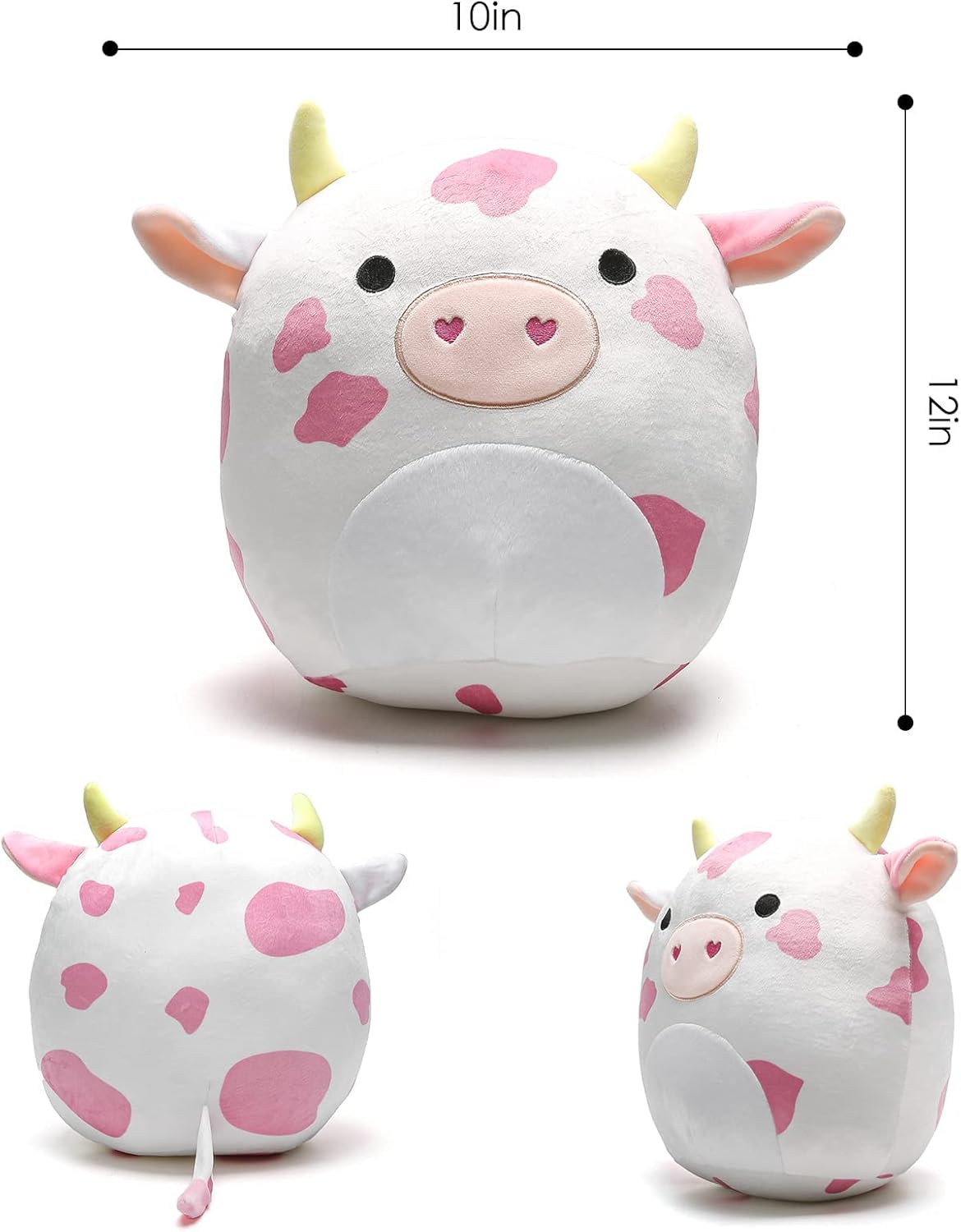 12 Inch Spotted Cow Plush Pillow - 4D Cute Print