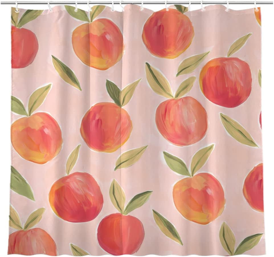 KOMIKU Pink Peach Fruit Shower Curtain Delight Your Bathroom