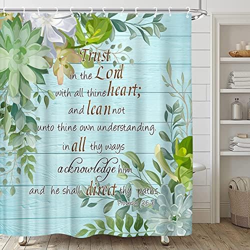 TINSHNN Inspired Quote Green Leafy Succulents Spring Positivity Relaxation in Your Bathroom