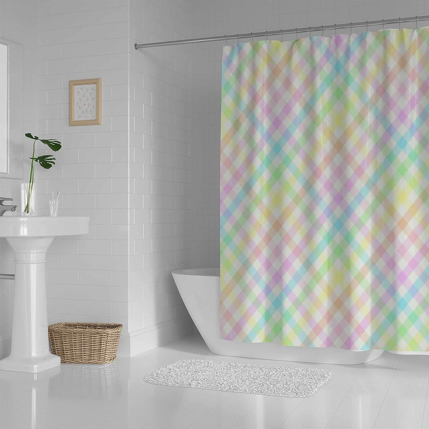 Durable Colorful Plaid Shower Curtains
