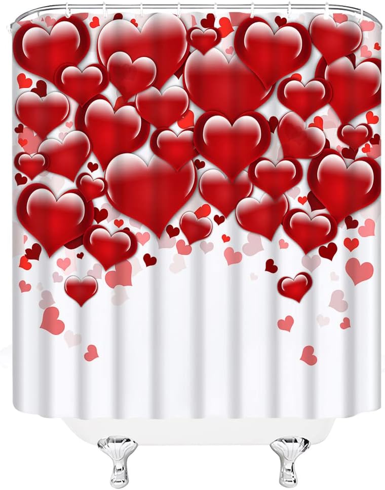 Exquisite Heart-shaped Red Shower Curtain for Valentines Day