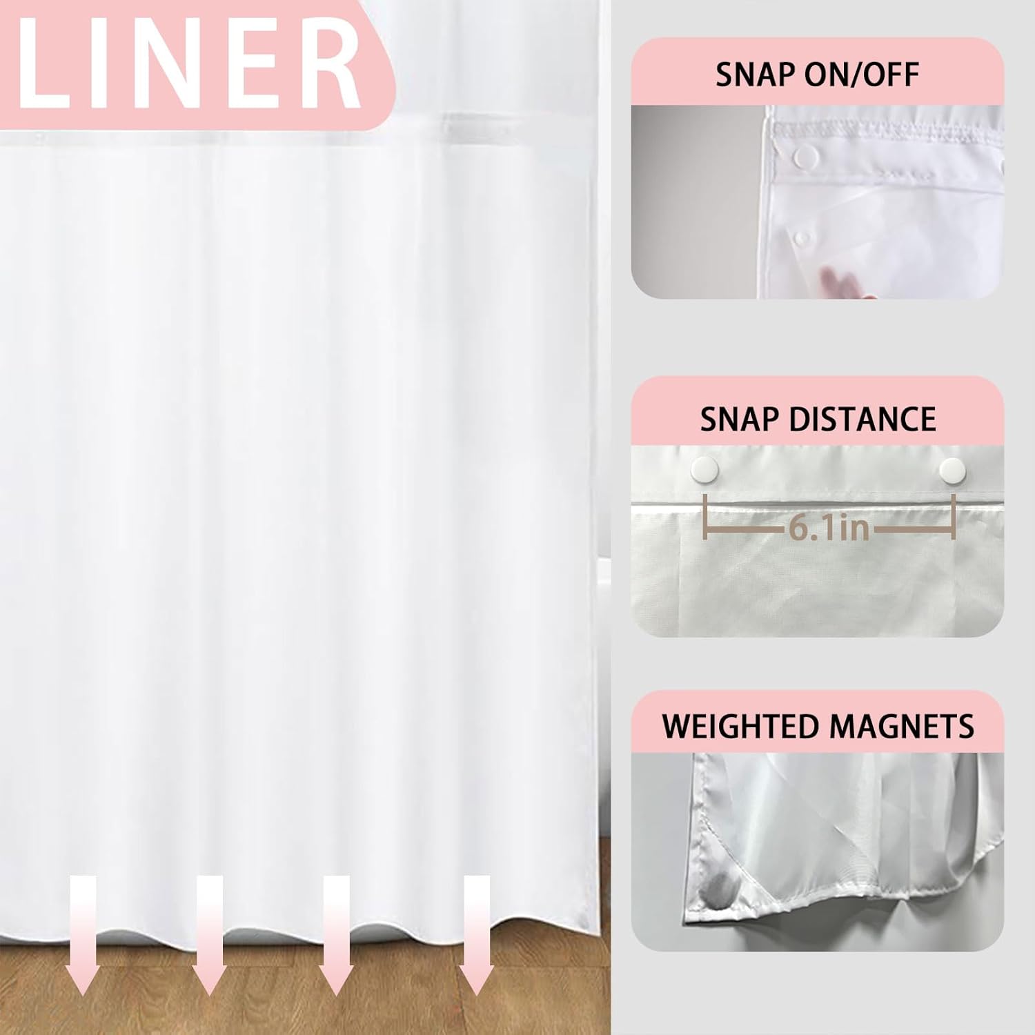 Charming Peach Shower Curtain Set with Fabric Liner for Your Bathroom