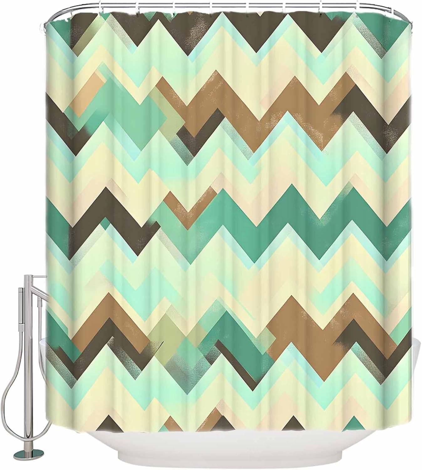 Turquoise Green Abstract Turboline Washable Shower Curtain