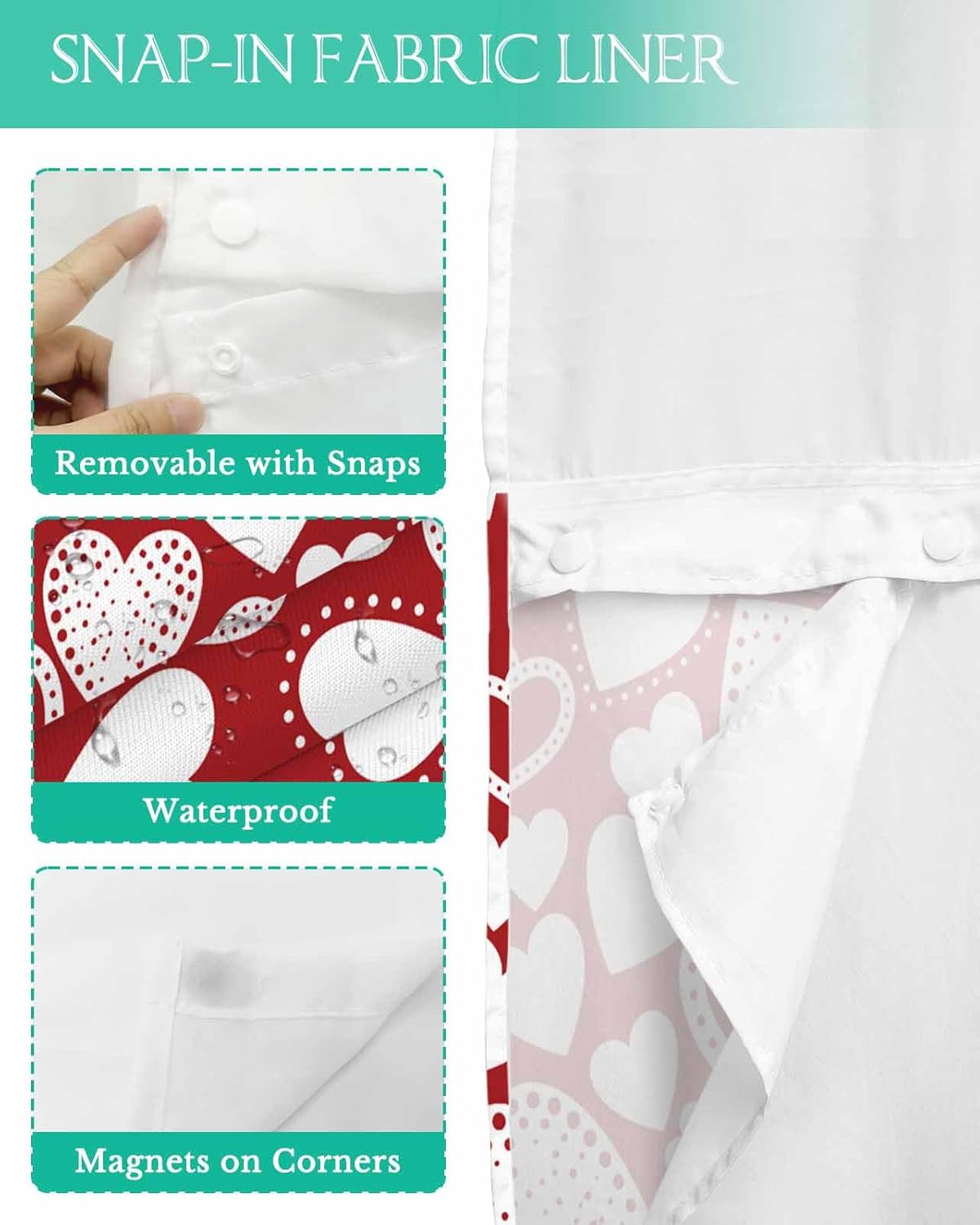 Love Valentines Shower Curtain Set