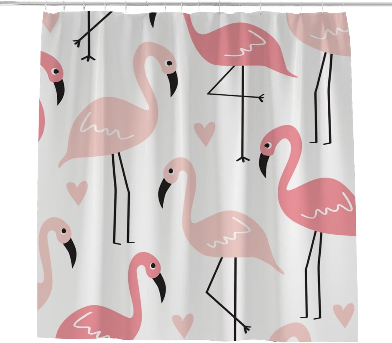 Flamingo Heart Pink Shower Curtain