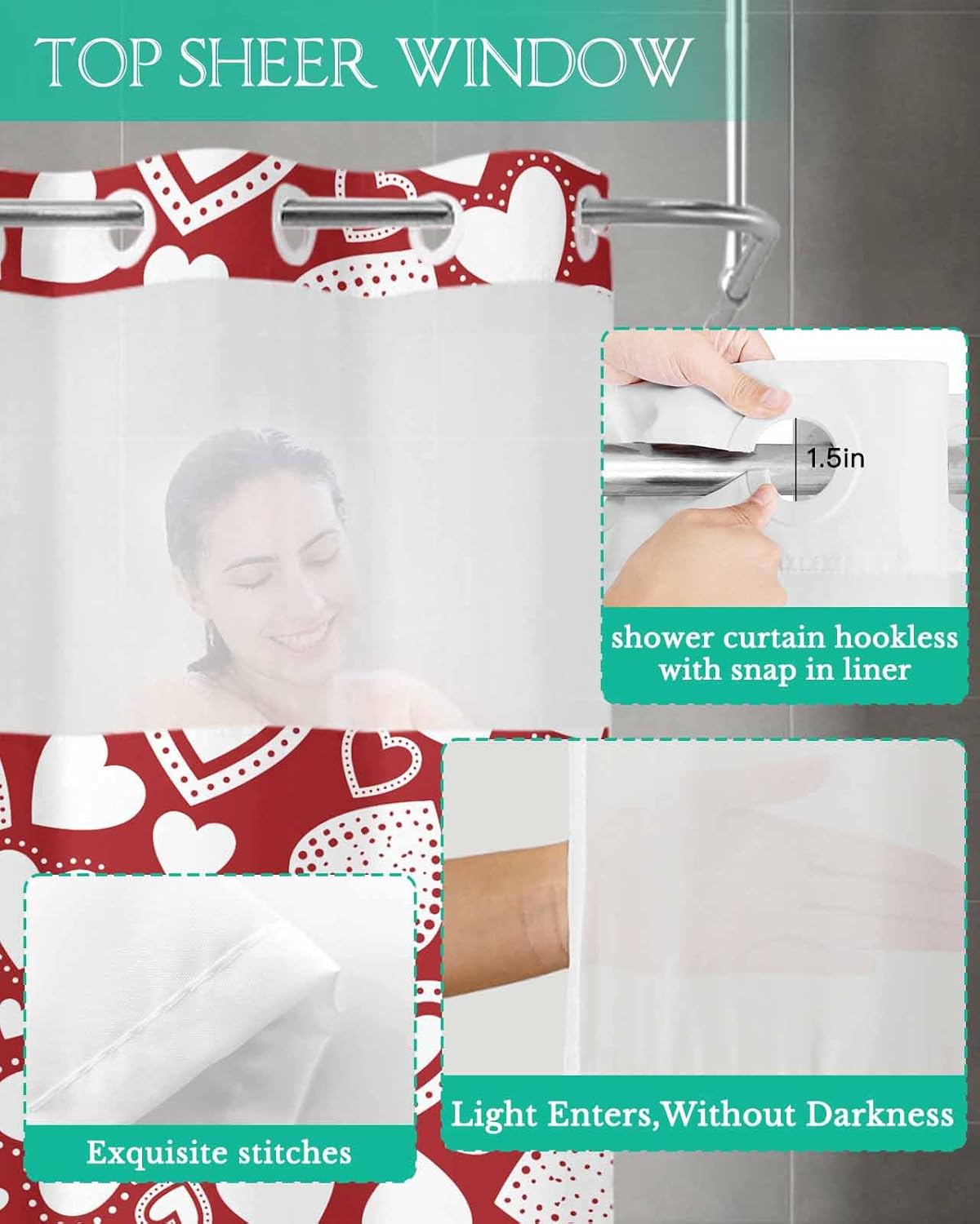 Love Valentines Shower Curtain Set
