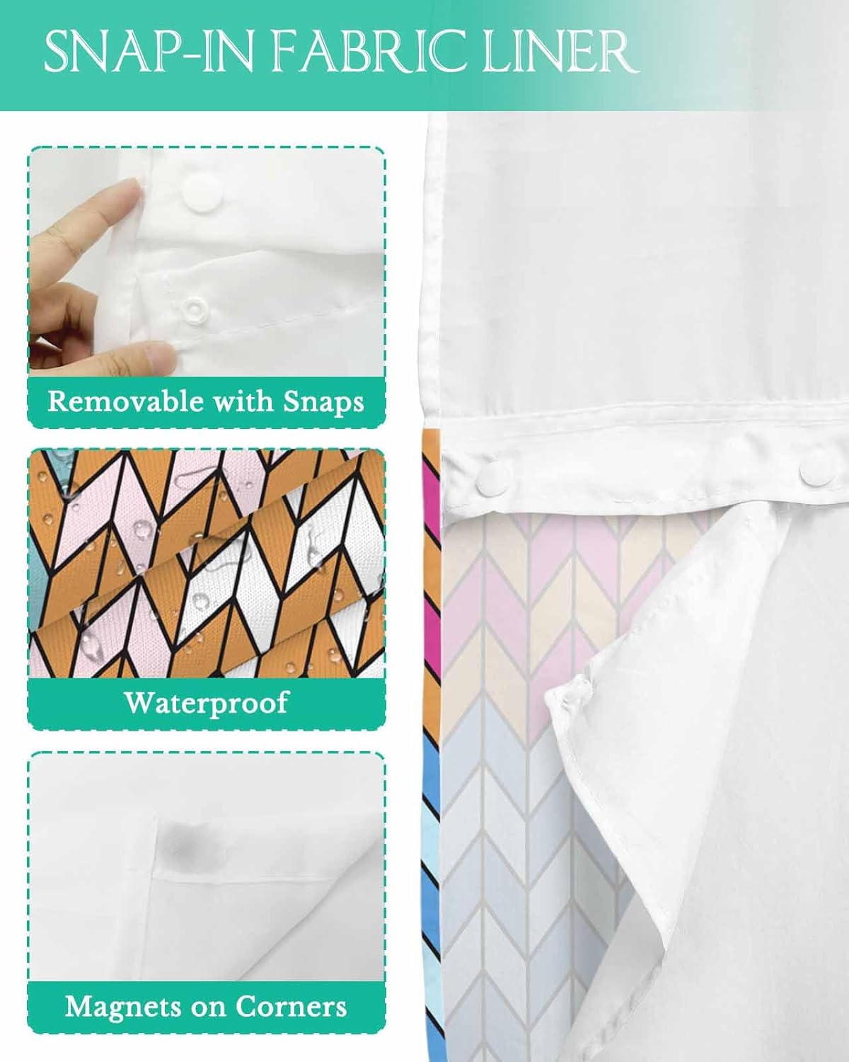 Stylish No-Hook Shower Curtains Set for Home Use 54x78