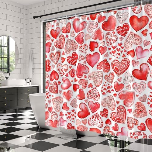 Elegant Red Love Heart Shower Curtain