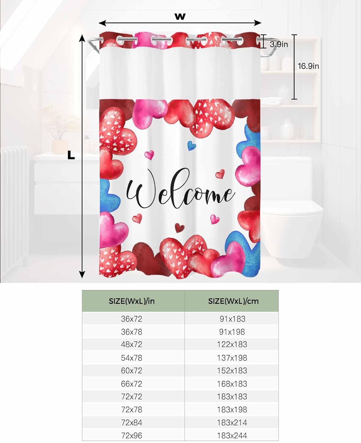 No-Hook Shower Curtain Set - Waterproof Durable